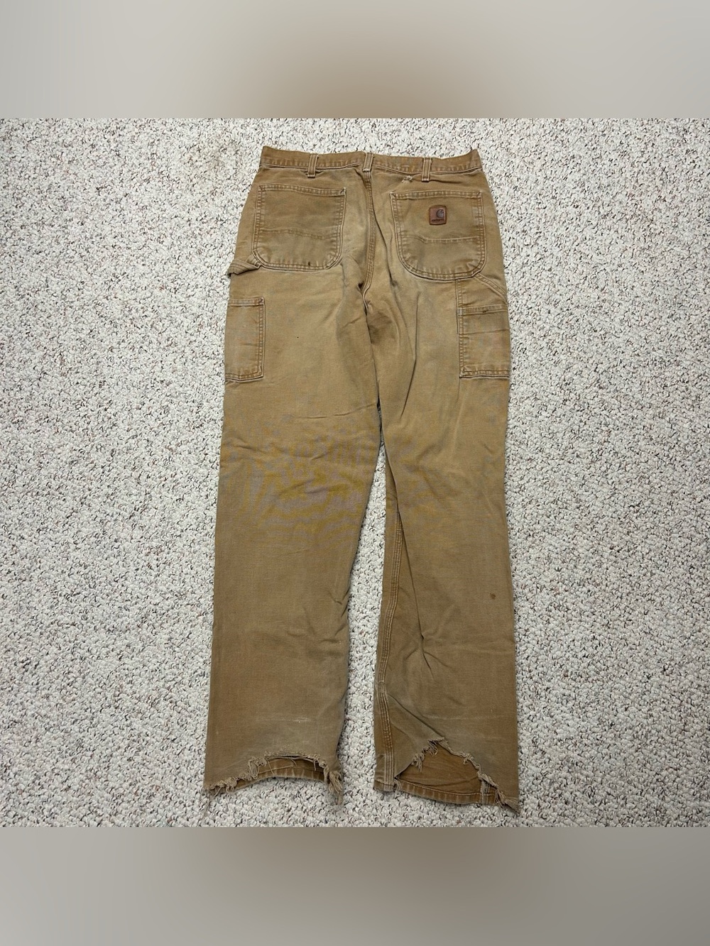 Carhartt B11 BRN Washed Duck Dungaree Pants Sz 34x36 (34 Ins) Thrashed & Faded